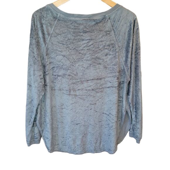 Hard Tail Women's Velour Slouchy Pullover Long Sleeve Top Blue M - Picture 3 of 9
